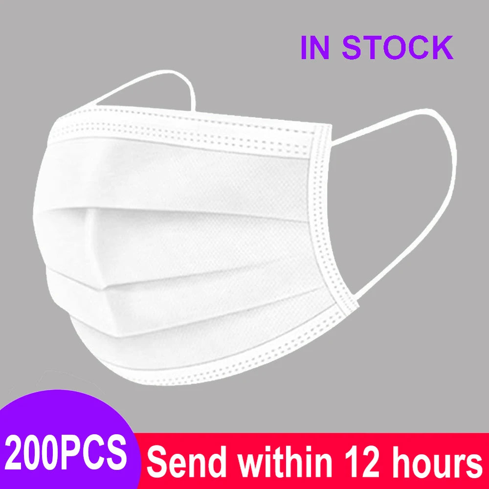 Mouth Masks 3-layer Anti-Dust Disposable Mascarillas Non Woven Meltblown Cloth Masks Elastic Ear Loop Face Mask Purest Peak